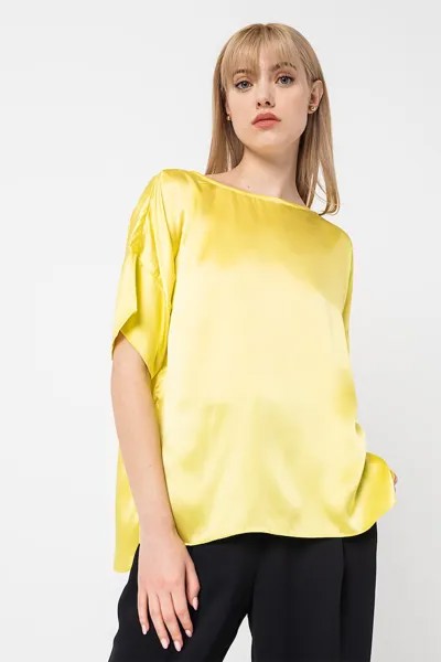 Асимметричная шелковая блузка Stefanel, желтый