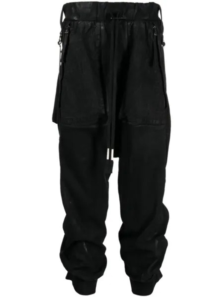Boris Bidjan Saberi спортивные брюки с низким шаговым швом и кулиской, черный
