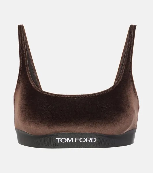 Велюровый топ-бюстгальтер Tom Ford, коричневый