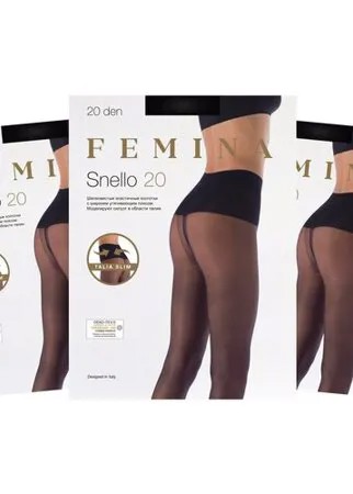 Женские колготки Femina, с утягивающим поясом, Snello 20 den набор 3 шт., черный, размер 3