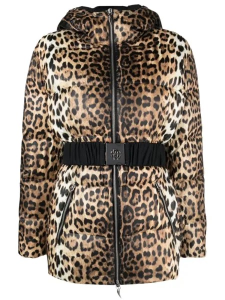 Roberto Cavalli leopard-print padded jacket, нейтральный цвет