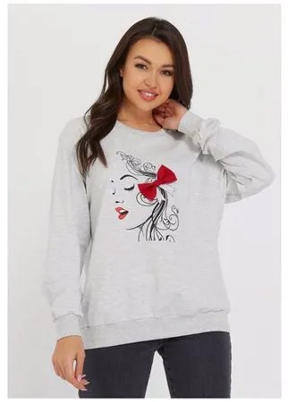 Свитшот женский KATHARINA KROSS KK-SK-005P-кофейный.принт, Прямой силуэт / Сlassic fit, цвет Коричневый, размер 44-46 (M)