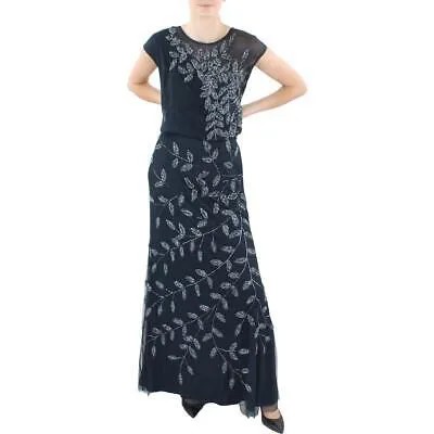 JS Collections Женское вечернее платье темно-синего цвета с сеткой 8 BHFO 8009