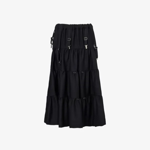 Плиссированная шерстяная юбка миди с завышенной талией Noir Kei Ninomiya, черный