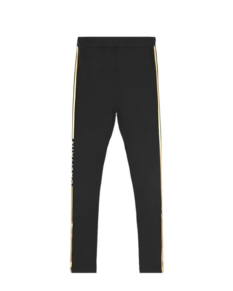 Черные леггинсы с золотыми лампасами Balmain детские