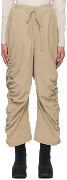 Светло-коричневые брюки со сборками Lauren Manoogian