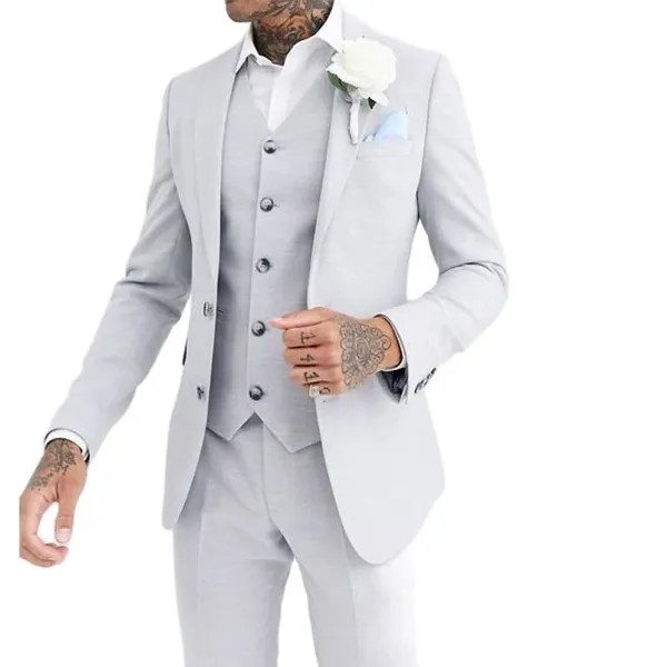 (Пиджак + брюки + жилет) 2021, повседневные модные роскошные деловые костюмы, мужские смокинги, облегающие мужские костюмы с пиковыми лацканами