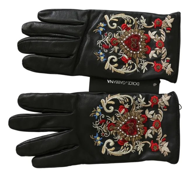 DOLCE - GABBANA Перчатки из натуральной кожи с вышивкой сердца DG s. 9 / л Рекомендуемая розничная цена 1500 долларов США