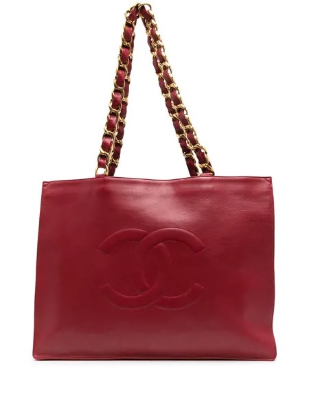 Chanel Pre-Owned сумка-тоут с тисненым логотипом CC