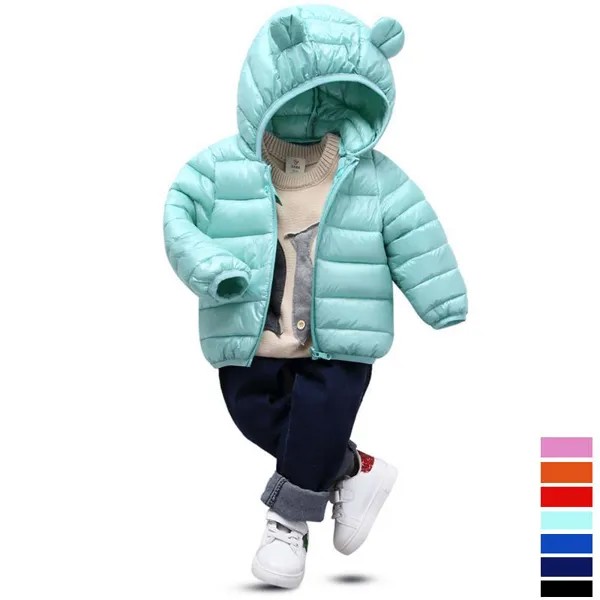 Мальчики девочки хлопок Зимняя мода Спортивная куртка пиджаки детей хлопок телогрейку теплое пальто с капюшоном