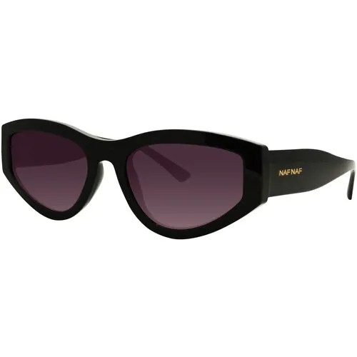 Солнцезащитные очки Naf Naf, кошачий глаз, оправа: пластик, для женщин, черный/черный