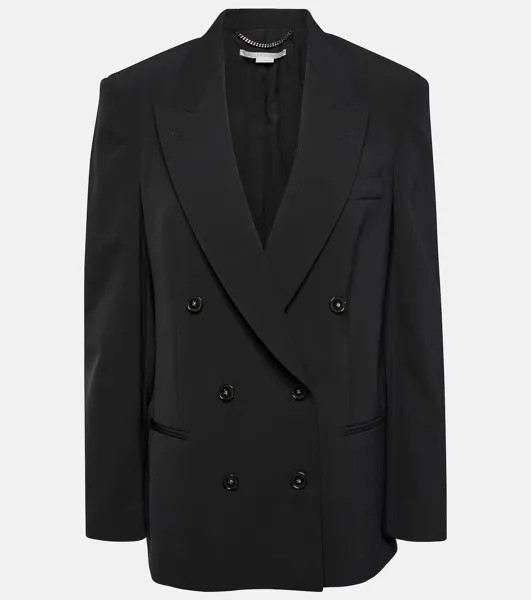Двубортный пиджак оверсайз из смесовой шерсти STELLA MCCARTNEY, черный