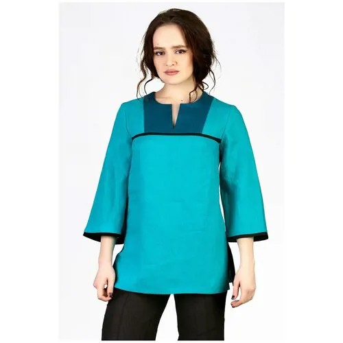 Блуза  Setty'S Collection, повседневный стиль, свободный силуэт, размер 46, бирюзовый