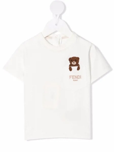 Fendi Kids футболка с вышитым логотипом