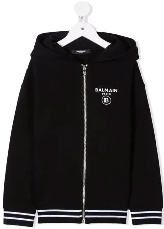Balmain Kids худи на молнии с логотипом