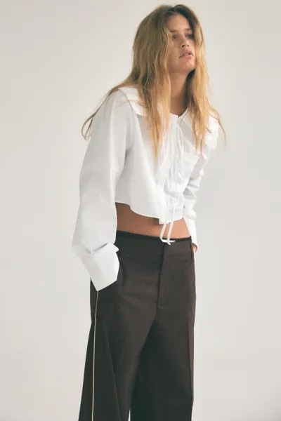 Укороченная рубашка с воротником питер пэн ZARA, белый