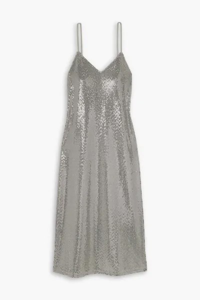 Платье-комбинация миди Lita из эластичного джерси с пайетками Dodo Bar Or, серебро