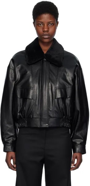 Черная укороченная куртка из искусственной кожи Low Classic