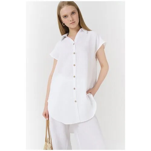 Льняная рубашка-туника Ennergiia SS22-WLen02 Белый 48