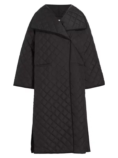 Стеганое пальто оверсайз с разрезом Toteme, черный