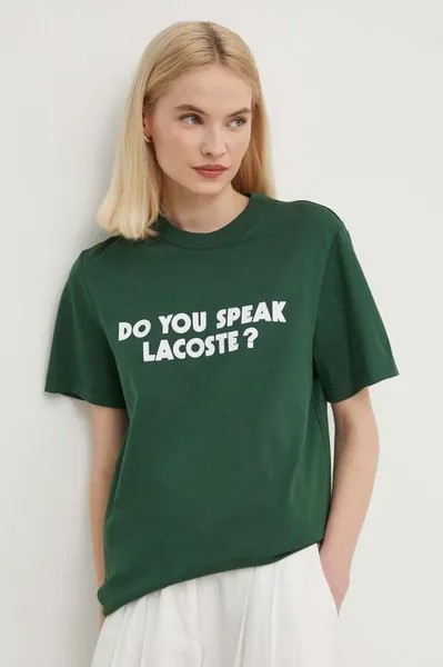 Хлопковая футболка Lacoste, зеленый