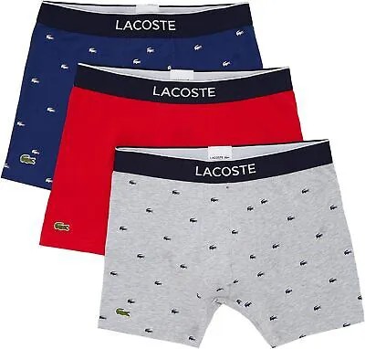 Lacoste Underwear Мужские повседневные крокодиловые трусы-боксеры из 3 упаковок из хлопка стрейч