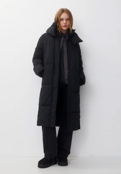 Зимнее пальто Quilted PULL&BEAR, черный