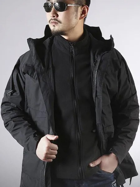 Milanoo Men\'s Jacket Zipper Polyester Cotton Modern