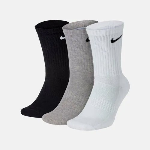 Носки NIKE, комплект, 3 пары, размер S, черный, белый, серый, мультиколор