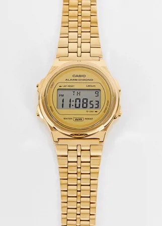 Золотистые часы-браслет в стиле унисекс с круглым циферблатом Casio Vintage A171WEG-9AEF-Золотистый