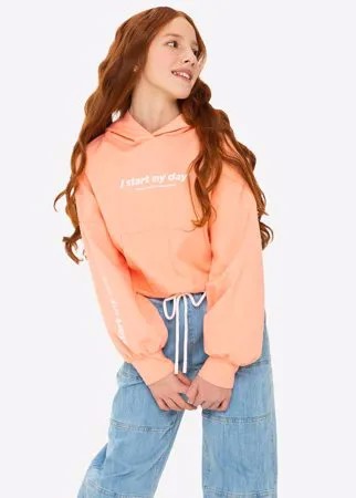 Персиковое худи oversize с принтом для девочки Gloria Jeans