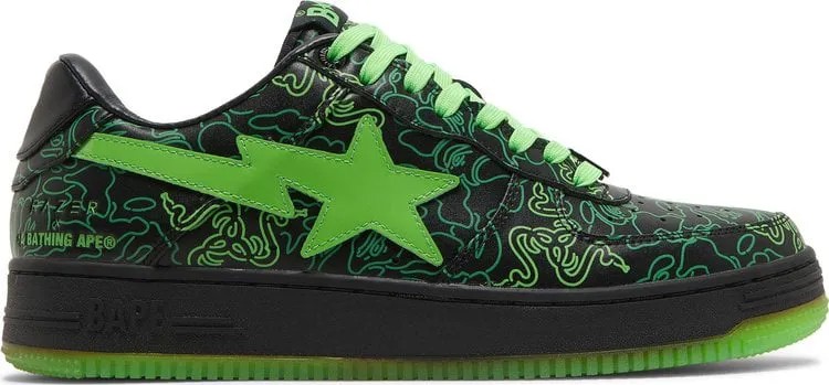 Кроссовки Razer x Bapesta Low M2 Neon Camo, зеленый