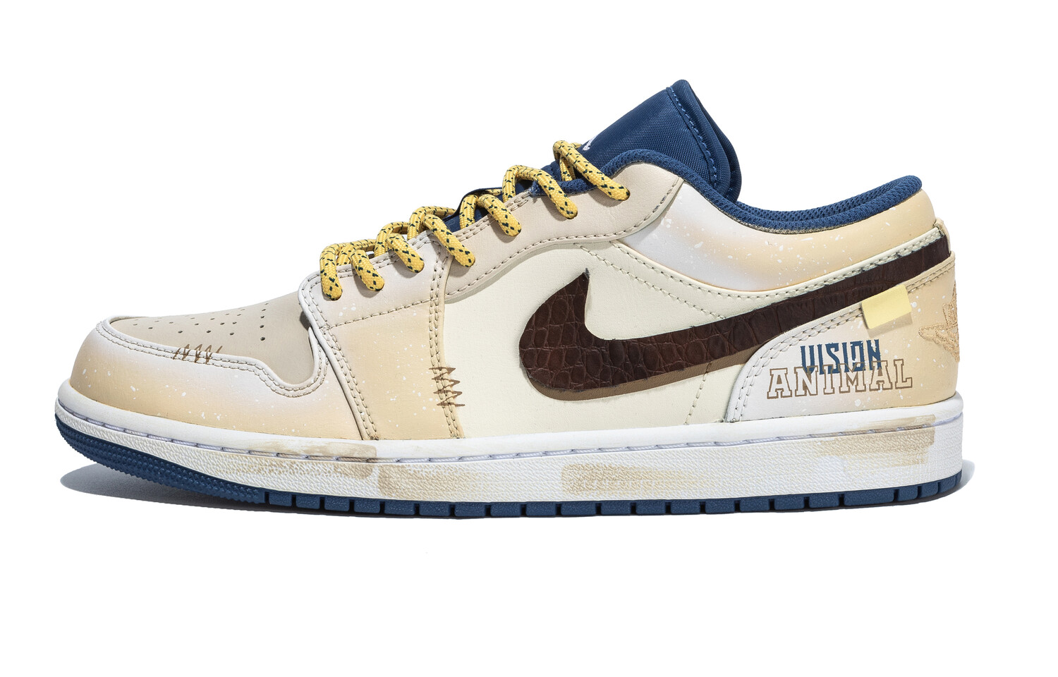 Кроссовки Air Jordan 1 Vintage Basketball Shoes Men Low-top White/Brown, хаки