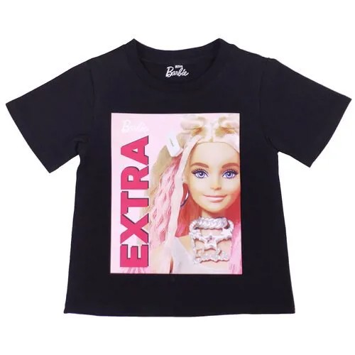 Футболка Barbie Extra черная с принтом размер 104