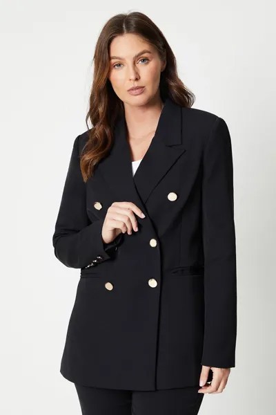 Двубортный удлиненный пиджак премиум-класса Wallis, черный