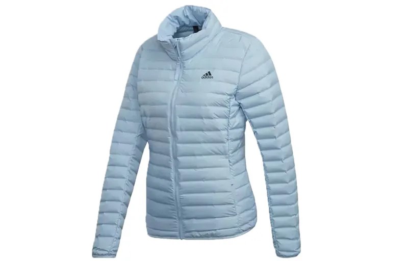 Пуховик женский небесно-голубой Adidas