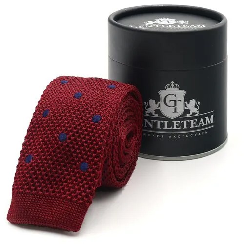 Галстук GENTLETEAM, узкий, в горошек, для мужчин, бордовый
