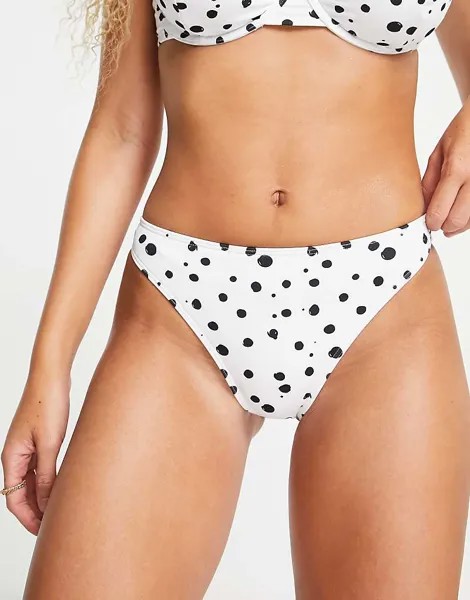 Peek & Beau Exclusive – Mix and Match – белые плавки бикини с высоким вырезом в горошек