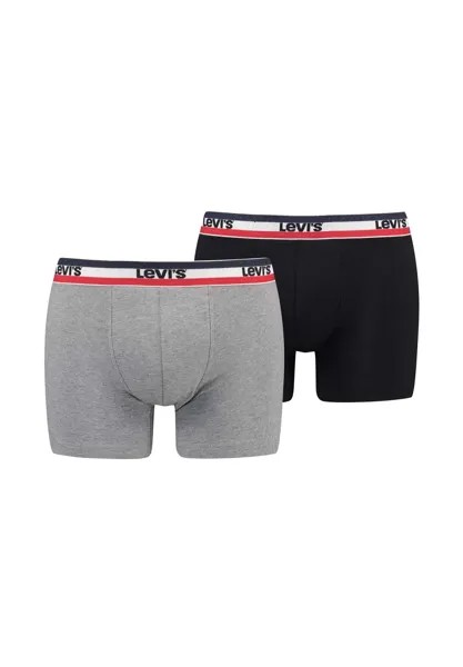 Мужские боксеры, 2 шт. - Sportswear Boxer Brief Organic, пояс с логотипом Levi's, цвет Hellgrau Schwarz