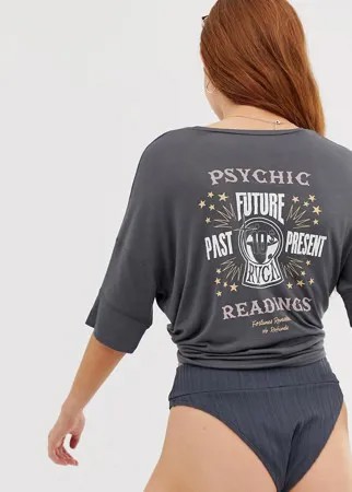 Темно-серая футболка с логотипом RVCA Psychic-Серый