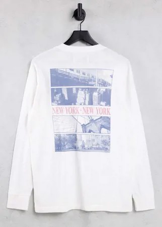 Белый лонгслив с логотипом на спине Abercrombie & Fitch