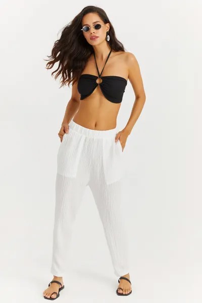 Женские белые эластичные брюки с карманами и складками PP4568 Cool & Sexy, белый