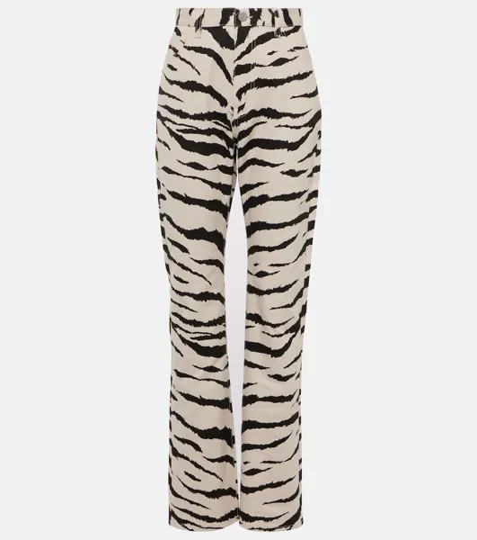 Джинсы с зебровым принтом Alaïa, мультиколор