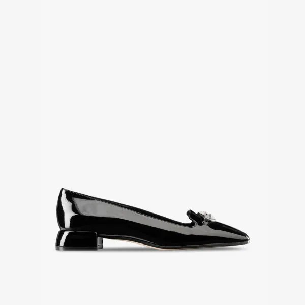 Туфли-Балетки Ravi Flat из лакированной кожи, украшенные кристаллами Jimmy Choo, черный