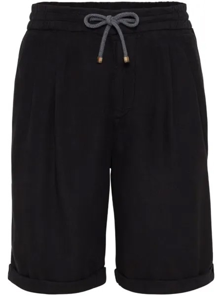 Brunello Cucinelli спортивные шорты с кулиской, черный