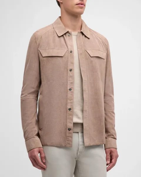 Мужская верхняя рубашка из перфорированной замши Pal Zileri, цвет 39 Beige