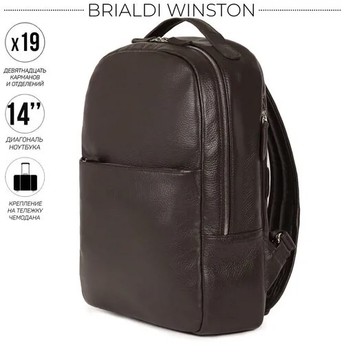Стильный деловой рюкзак с 19 карманами и отделениями BRIALDI Winston (Винстон) relief brown