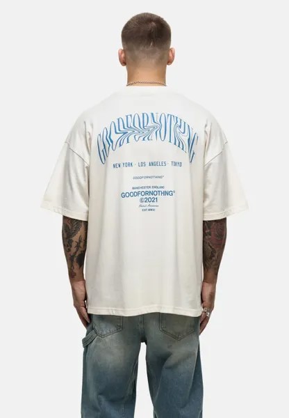 Принт на футболке OVERSIZED OFF WHITE VACATION T-SHIRT Good For Nothing, кремовый