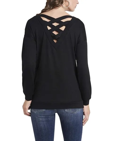 Топ 1.STATE Long Sleeve Cross-Back Top, цвет Rich Black