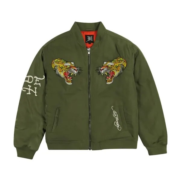 Мужская оливковая куртка-бомбер с черепом Nyc Ed Hardy, оливковый